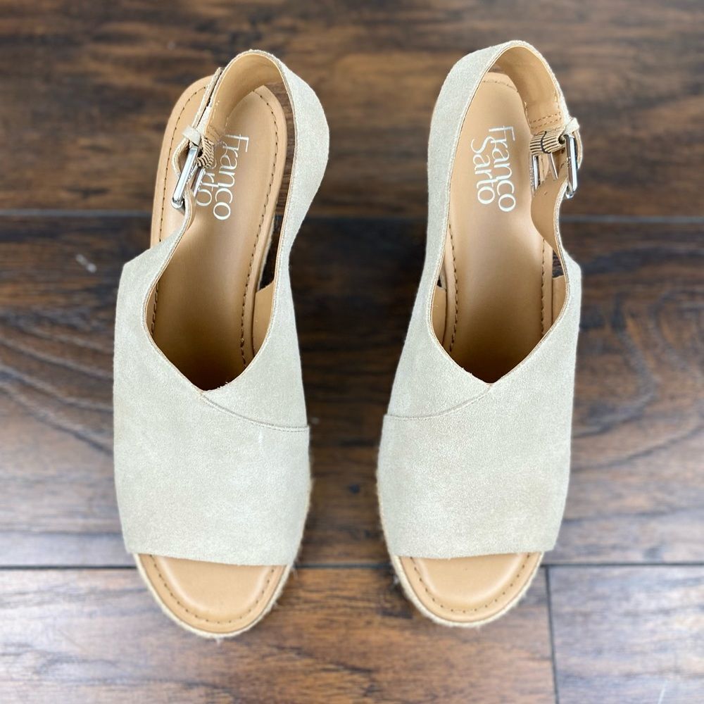 Franco Sarto Suede Sand Color Cork Wedges